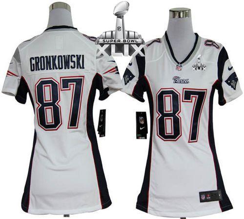  Patriots #87 Rob Gronkowski White Super Bowl XLIX Women's Stitched NFL Elite Jersey