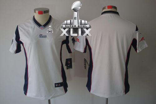  Patriots Blank White Super Bowl XLIX Women's Stitched NFL Limited Jersey