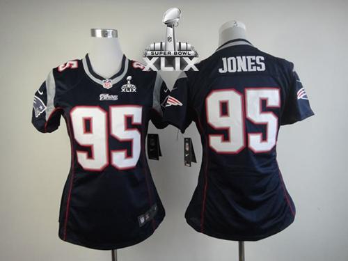  Patriots #95 Chandler Jones Navy Blue Team Color Super Bowl XLIX Women's Stitched NFL Elite Jersey