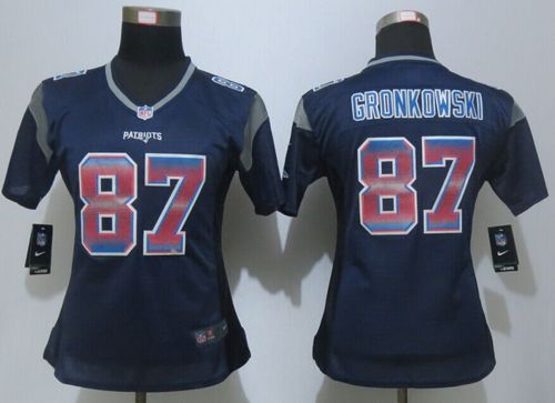  Patriots #87 Rob Gronkowski Navy Blue Team Color Women's Stitched NFL Elite Strobe Jersey