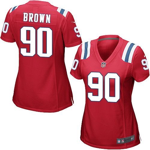  Patriots #90 Malcom Brown Red Alternate Women's Stitched NFL Elite Jersey