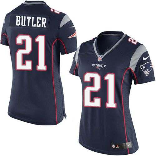  Patriots #21 Malcolm Butler Navy Blue Team Color Women's Stitched NFL New Elite Jersey