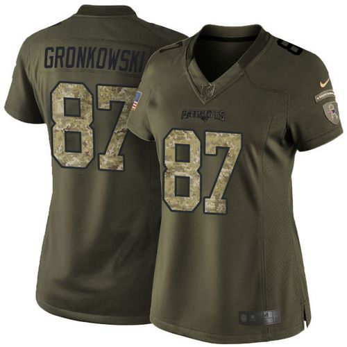  Patriots #87 Rob Gronkowski Green Women's Stitched NFL Limited Salute to Service Jersey