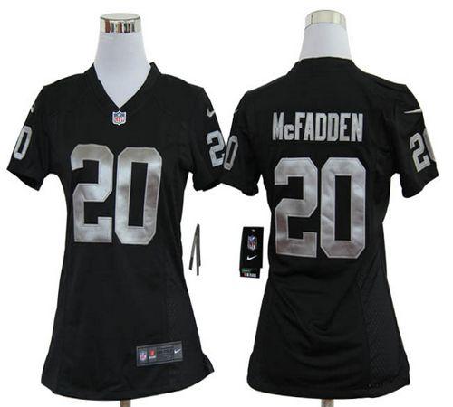  Raiders #20 Darren McFadden Black Team Color Women's Stitched NFL Elite Jersey
