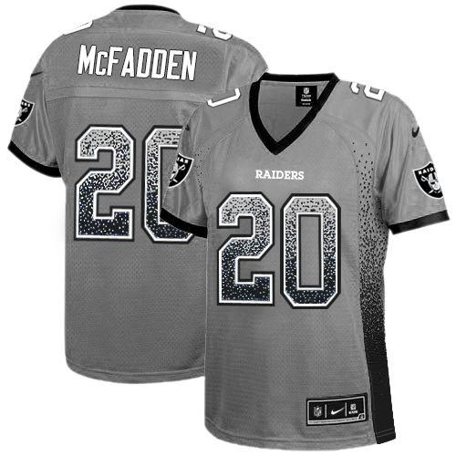  Raiders #20 Darren McFadden Grey Women's Stitched NFL Elite Drift Fashion Jersey