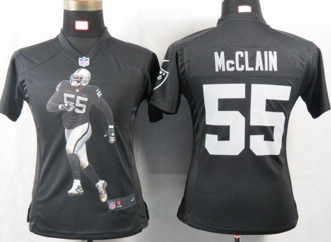  Raiders #55 Rolando McClain Black Team Color Women's Portrait Fashion NFL Game Jersey