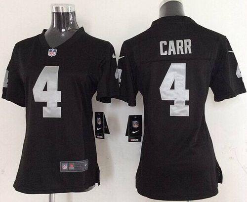 Real Nike Raiders #4 Derek Carr Black Team Color Women's Stitched ...