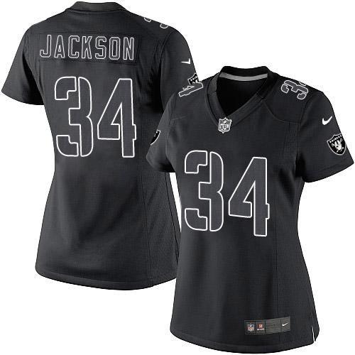  Raiders #34 Bo Jackson Black Impact Women's Stitched NFL Limited Jersey