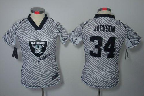  Raiders #34 Bo Jackson Zebra Women's Stitched NFL Elite Jersey