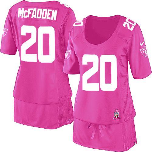  Raiders #20 Darren McFadden Pink Women's Breast Cancer Awareness Stitched NFL Elite Jersey