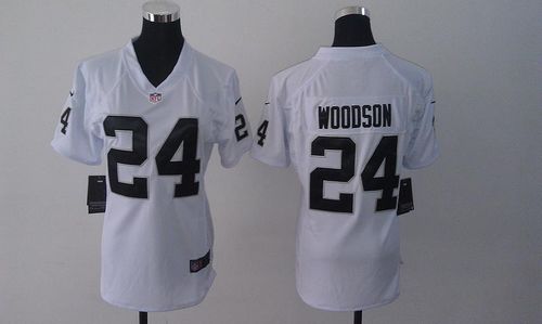  Raiders #24 Charles Woodson White Women's Stitched NFL Elite Jersey
