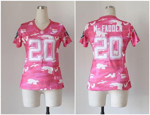  Raiders #20 Darren McFadden Pink Women's Stitched NFL Elite Camo Fashion Jersey