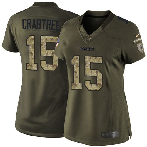  Raiders #15 Michael Crabtree Green Women's Stitched NFL Limited Salute to Service Jersey