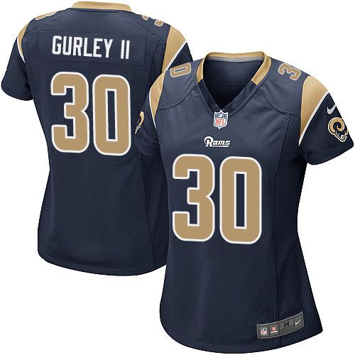  Rams #30 Todd Gurley II Navy Blue Team Color Women's Stitched NFL Elite Jersey
