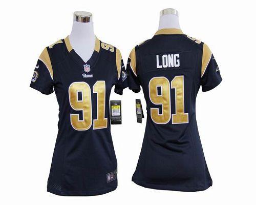  Rams #91 Chris Long Navy Blue Team Color Women's Stitched NFL Elite Jersey