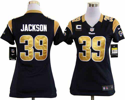  Rams #39 Steven Jackson Navy Blue Team Color With C Patch Women's Stitched NFL Elite Jersey