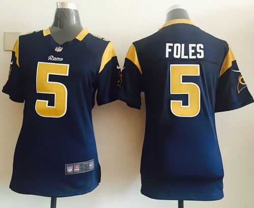  Rams #5 Nick Foles Navy Blue Team Color Women's Stitched NFL Elite Jersey
