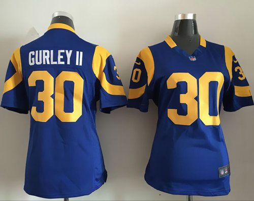  Rams #30 Todd Gurley II Royal Blue Alternate Women's Stitched NFL Elite Jersey