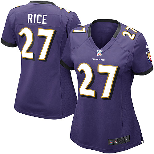  Ravens #27 Ray Rice Purple Team Color Women's NFL Game Jersey