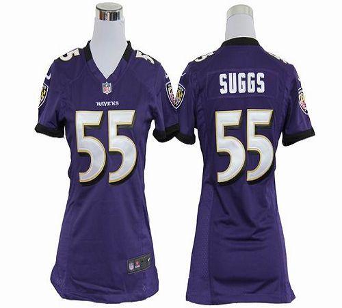  Ravens #55 Terrell Suggs Purple Team Color Women's Stitched NFL Elite Jersey
