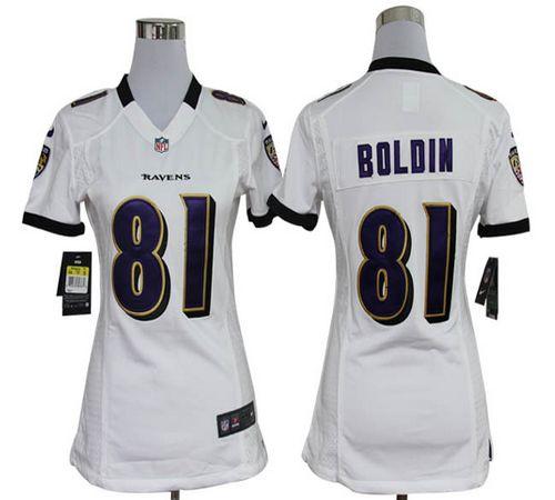  Ravens #81 Anquan Boldin White Women's Stitched NFL Elite Jersey