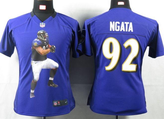  Ravens #92 Haloti Ngata Purple Team Color Women's Portrait Fashion NFL Game Jersey