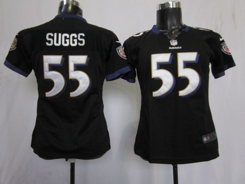  Ravens #55 Terrell Suggs Black Alternate Women's Stitched NFL Elite Jersey