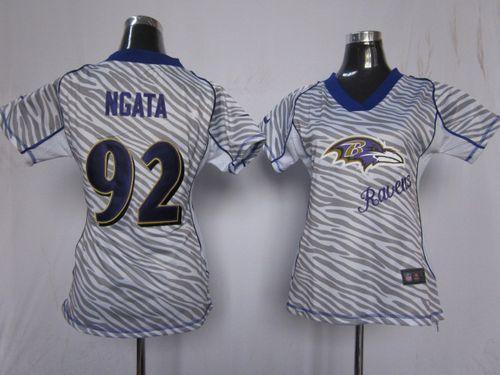  Ravens #92 Haloti Ngata Zebra Women's Stitched NFL Elite Jersey