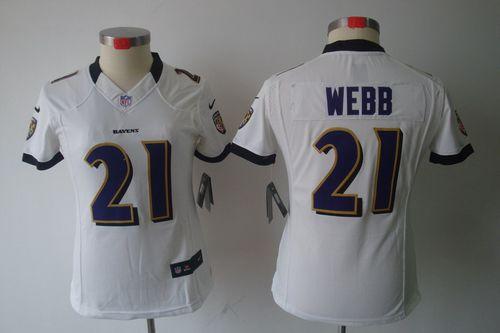  Ravens #21 Lardarius Webb White Women's Stitched NFL Limited Jersey