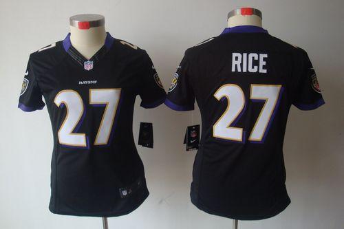  Ravens #27 Ray Rice Black Alternate Women's Stitched NFL Limited Jersey