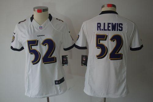  Ravens #52 Ray Lewis White Women's Stitched NFL Limited Jersey