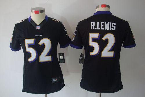  Ravens #52 Ray Lewis Black Alternate Women's Stitched NFL Limited Jersey