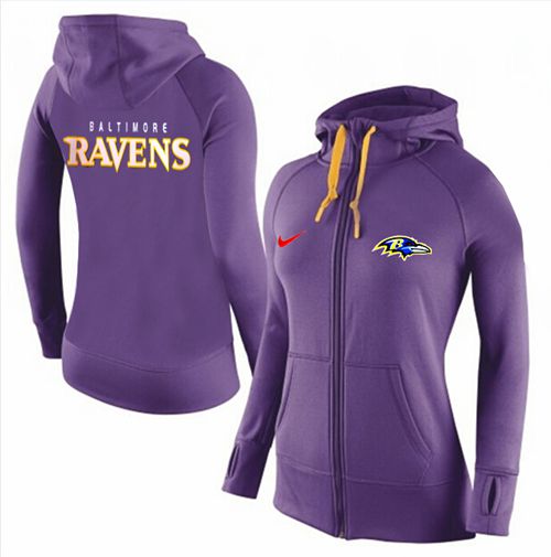 Women's  Baltimore Ravens Full Zip Performance Hoodie Purple
