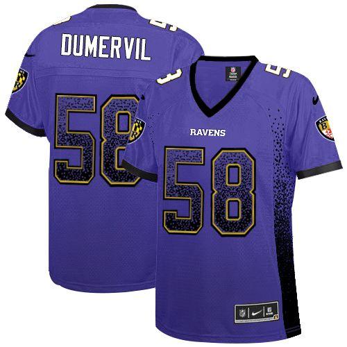  Ravens #58 Elvis Dumervil Purple Team Color Women's Stitched NFL Elite Drift Fashion Jersey