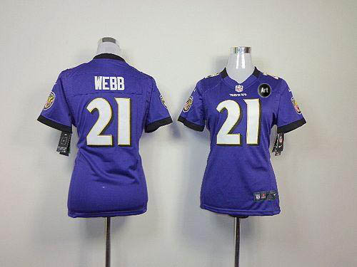  Ravens #21 Lardarius Webb Purple Team Color With Art Patch Women's Stitched NFL Elite Jersey