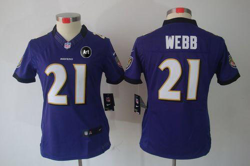  Ravens #21 Lardarius Webb Purple Team Color With Art Patch Women's Stitched NFL Limited Jersey