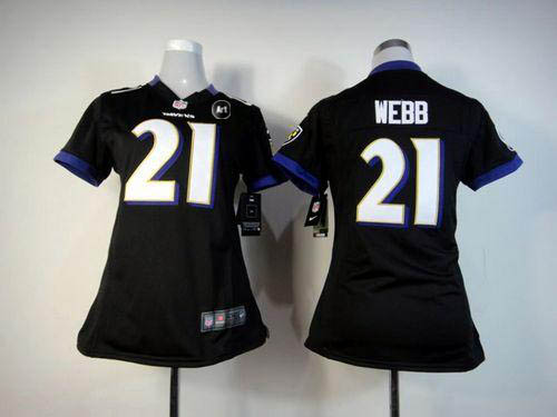  Ravens #21 Lardarius Webb Black Alternate With Art Patch Women's Stitched NFL Elite Jersey