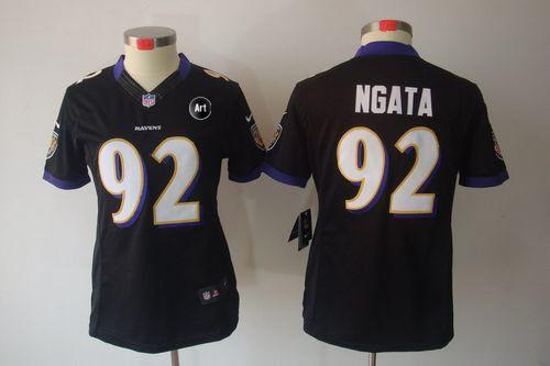  Ravens #92 Haloti Ngata Black Alternate With Art Patch Women's Stitched NFL Limited Jersey