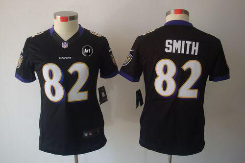  Ravens #82 Torrey Smith Black Alternate With Art Patch Women's Stitched NFL Limited Jersey