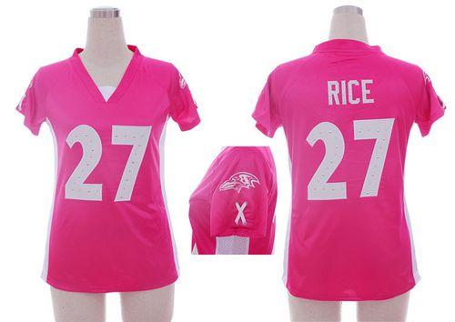  Ravens #27 Ray Rice Pink Draft Him Name & Number Top Women's Stitched NFL Elite Jersey