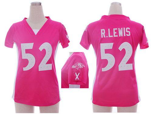  Ravens #52 Ray Lewis Pink Draft Him Name & Number Top Women's Stitched NFL Elite Jersey