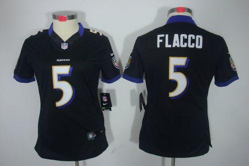  Ravens #5 Joe Flacco Black Alternate Women's Stitched NFL Limited Jersey