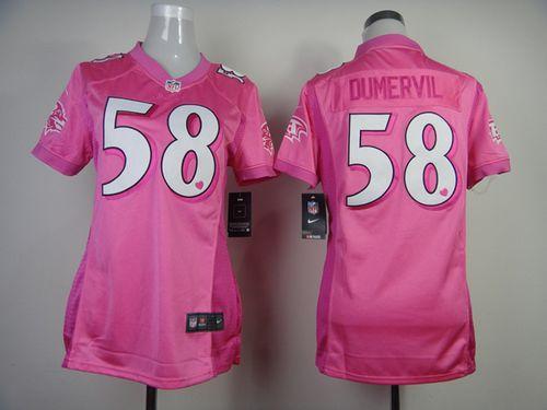  Ravens #58 Elvis Dumervil Pink Women's Be Luv'd Stitched NFL New Elite Jersey