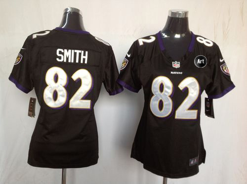  Ravens #82 Torrey Smith Black Alternate With Art Patch Women's Stitched NFL Elite Jersey