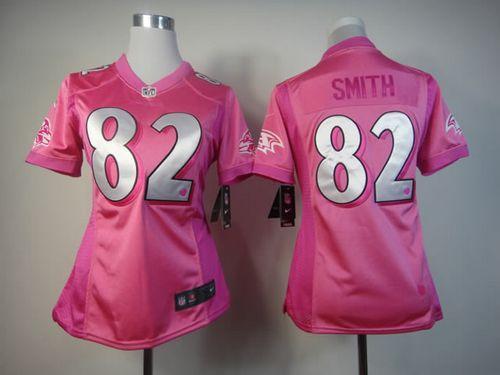  Ravens #82 Torrey Smith Pink Women's Be Luv'd Stitched NFL Elite Jersey