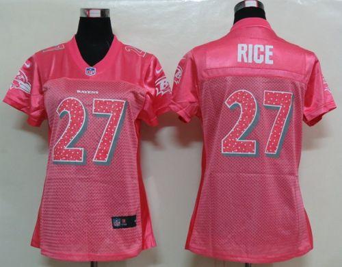  Ravens #27 Ray Rice Pink Sweetheart Women's NFL Game Jersey