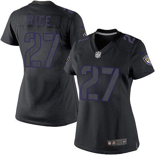  Ravens #27 Ray Rice Black Impact Women's Stitched NFL Limited Jersey