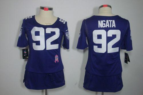 Ravens #92 Haloti Ngata Purple Team Color Women's Breast Cancer Awareness Stitched NFL Elite Jersey