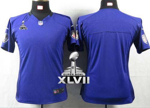  Ravens Blank Purple Team Color Super Bowl XLVII Women's NFL Game Jersey