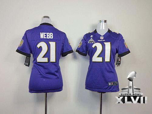  Ravens #21 Lardarius Webb Purple Team Color Super Bowl XLVII Women's Stitched NFL Elite Jersey